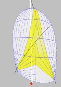 exemple de dessin technique de spinnaker asymétrique pour Ranger 33 blanc jaune