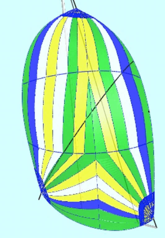 dessin technique spinnaker asymétrique bleu blanc jaune vert pour ...