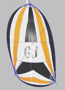 dessin technique spinnaker asymétrique pour Beneteau Oceanis 46 noir blanc typographie type Harry Potter
